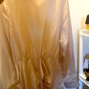 Light Gold button up dress with attach belt.